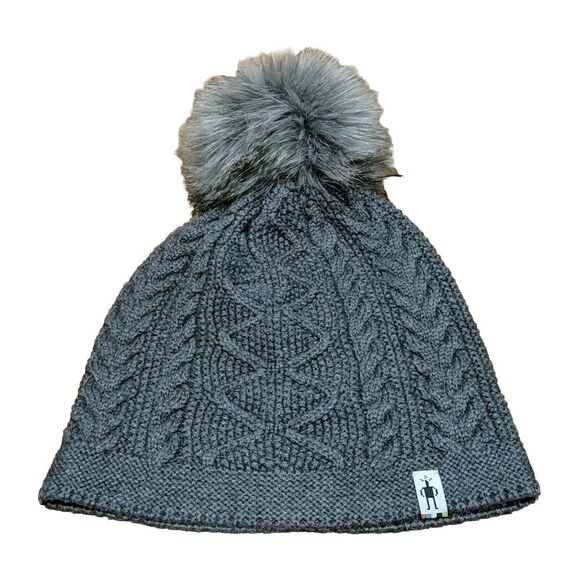 Smartwool Bunny Slope Women's Cable Knit Beanie Hat Gray One Size Wool Blend - Picture 1 of 5